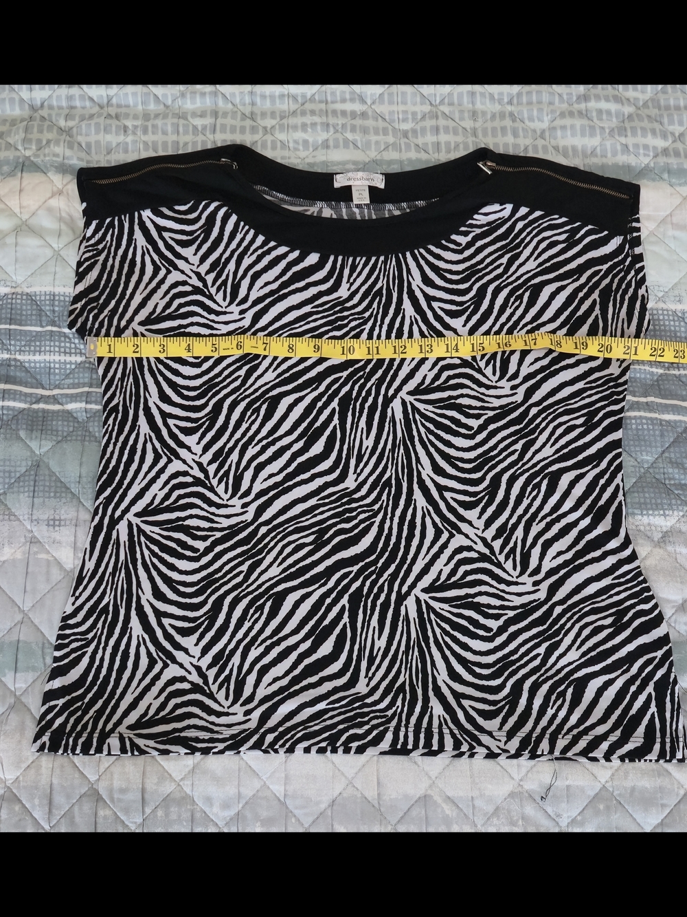 dressbarn Black & White Zebra-Pattern Petite Top